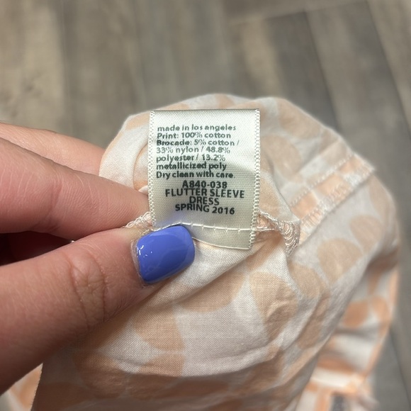 Anthem of the Ants Peach and White Kids Dress With Flutter Sleeves Size 4t - Picture 4 of 5